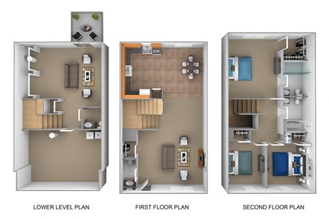 Floor plan for 3 beds, 2.5 baths, 1960 sqft